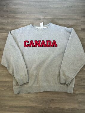 Brooks Canada Embroidered Spellout Oversized Crewneck Sweatshirt Grey